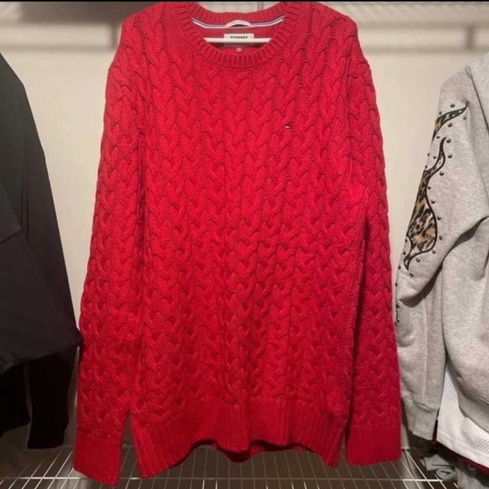 Tommy Hilfiger Red Cableknit Sweater